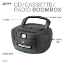 GPX Radio Boombox with CD and Cassette, BCA209B