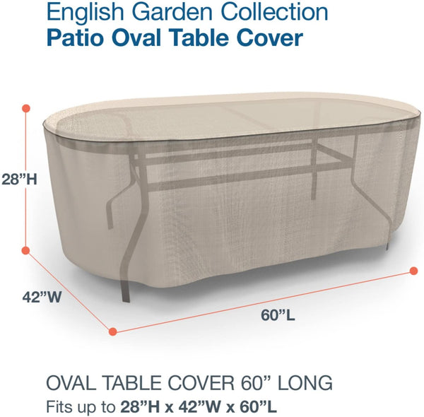 Budge P5A26PM1 English Garden Oval Patio Table Cover Heavy Duty and Waterproof
