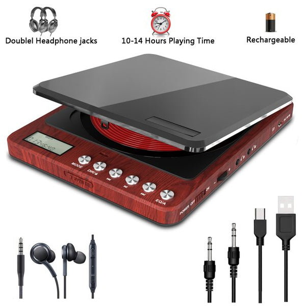 Portable CD Player, CW04 Personal Compact Disc Player with LCD Display, Stereo Earbuds and USB Power Cable