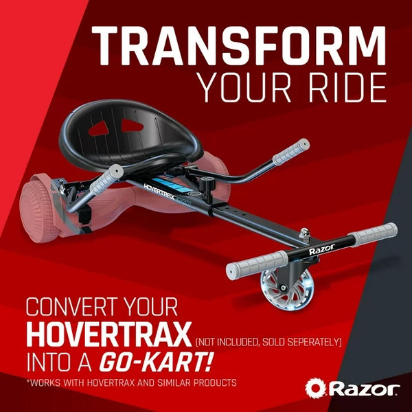 Razor Hovertrax Kart - Black, Seat Attachment for Hoverboard, LED Light-up Wheel, Unisex
