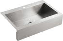 KOHLER Vault Single Bowl 18-Gauge Stainless Steel Farmhouse Apron Front, Single Faucet Hole Kitchen Sink, Top-mount Drop-in Installation