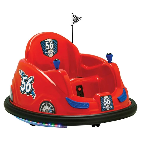 Flybar 6V Bumper Car, Battery Powered Ride On, Fun LED Lights, Includes Charger, Red
