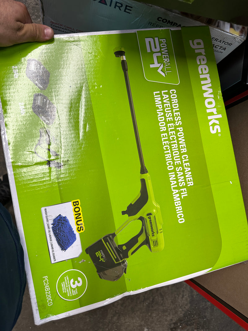 GREENWORKS 24V 600 PSI 0.8 GPM Cold Water Cordless Power Cleaner w/ 4.0 Ah USB Battery & Charger