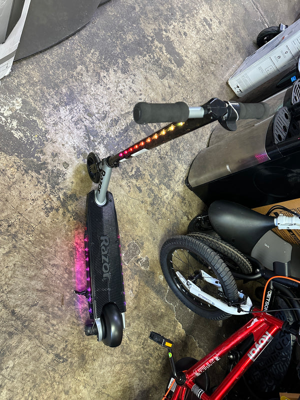Razor Power Core E90 Lightshow – Electric Scooter for Kids Ages 8+, up to 10 mph, Multi-Color LED Lights