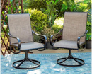 PHI VILLA Black Swivel Textilene Metal Patio Outdoor Dining Chair (2-Pack)