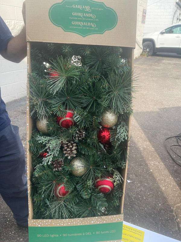 9' Pre-lit LED Decorated Artificial Garland