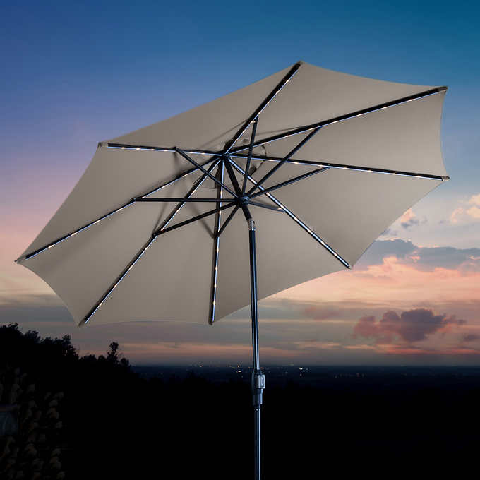 Sunvilla 10' Round Solar LED Market Umbrella TAN