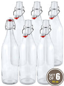 Estilo Swing Top Easy Cap Clear Glass Bottles,16 oz, Set of 6