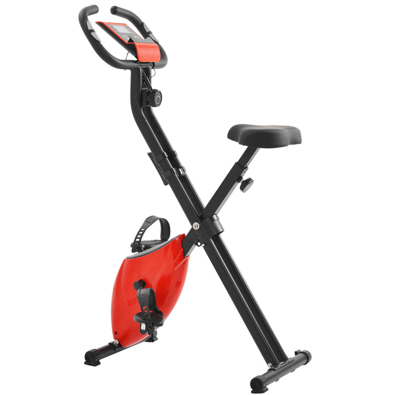 EUROCO Folding Magnetic Upright Fitness Cycle with Extra-large Adjustable Seat and Heart Pulse Sensors