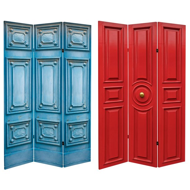 47.25 X 71.00 Inches Oriental Furniture 6 ft. Tall Double Sided Fancy Door Panel Canvas Room Divider