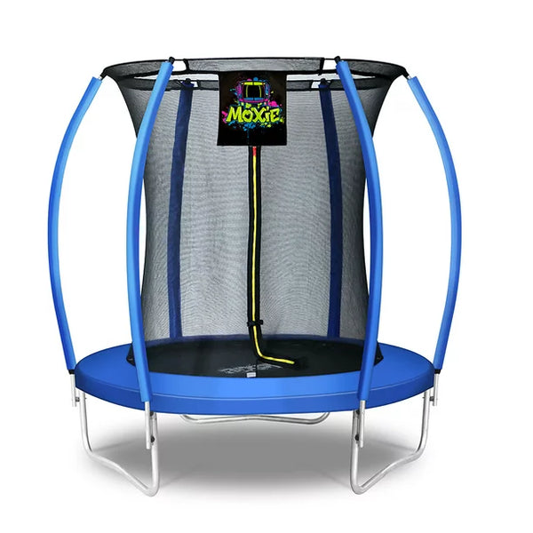 6 ft. Blue Pumpkin-Shaped Outdoor Trampoline Set with Premium Top-Ring Frame Safety Enclosure