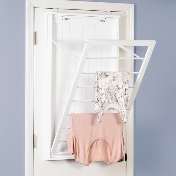 Honey Can Do Large Wall-Mounted Drying Rack, White 24 in x 2.2 in x 42 in