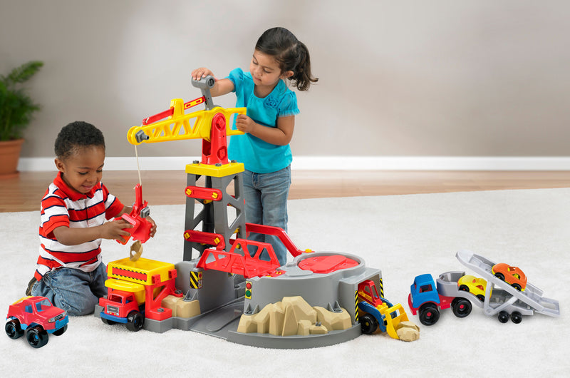 115 PIECES American Plastic Toys Build & Play Colossal Construction Zone Play Vehicle Set