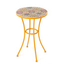 Brienne Outdoor Ceramic Tile Round Side Table with Iron Frame, Yellow