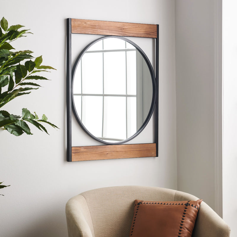 MoDRN Industrial Metal Wall Mirror 29.92W x .59D x 24.8H in.