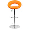 SET OF 2 Contemporary Vinyl Rounded Back Adjustable Height Barstool with Chrome