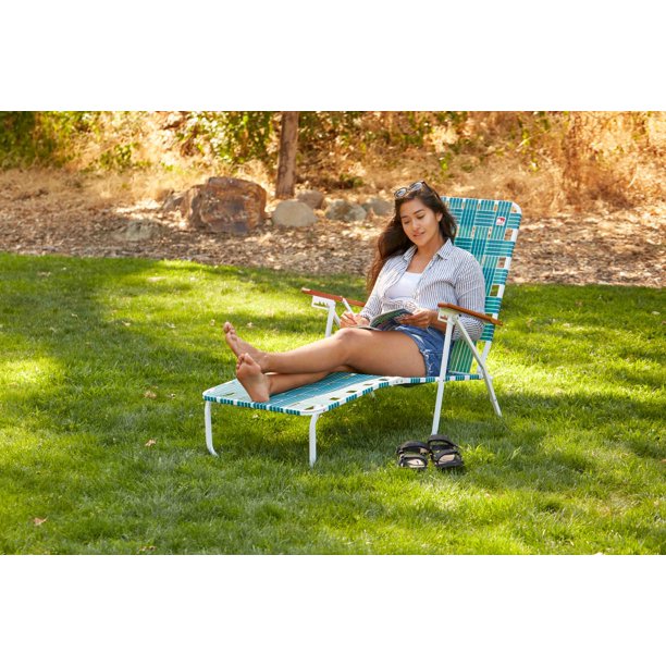 Outdoor Spectator Classic Webbed Folding Chaise Lounger Camp/Lawn Chair (Green)
