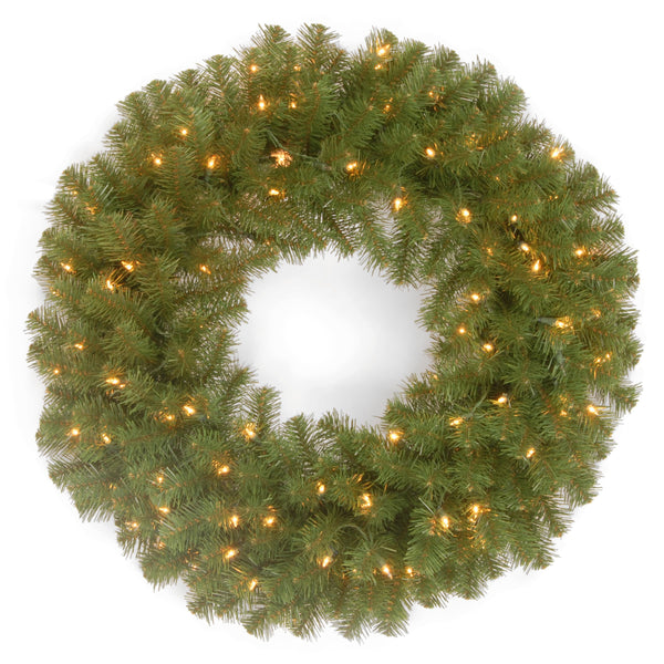 National Tree 24" North Valley Spruce Wreath with 50 Clear Lights