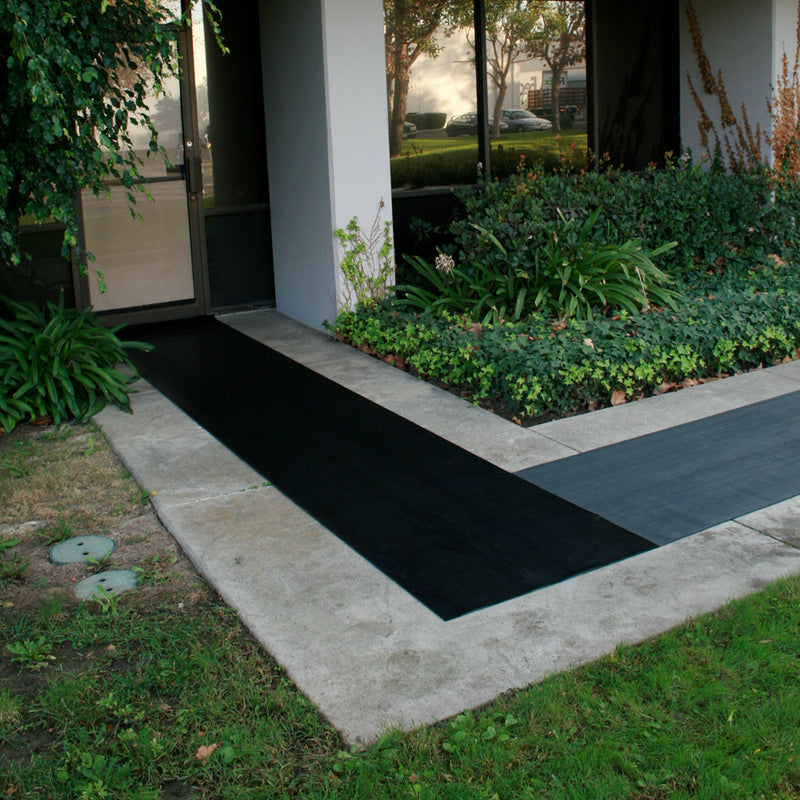 Rubber-Cal "Fine-Rib" Corrugated Rubber Floor Mats - 1/8 in x 3 ft x 10 ft - Black Rubber Runners Ru