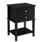 Alden Design Transitional End Table with 2 Drawers, Black