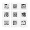 Gallery Perfect 9 Piece White Square Photo Frame Gallery Wall Kit with Decorative Art Prints and Hanging Template