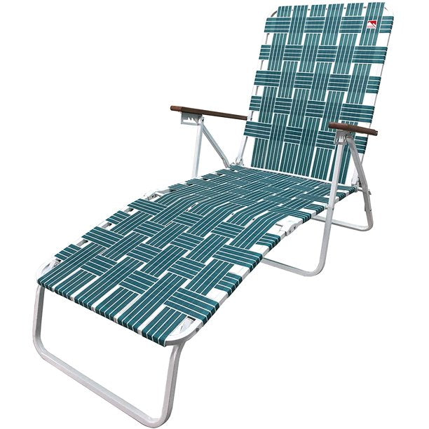 Outdoor Spectator Classic Webbed Folding Chaise Lounger Camp/Lawn Chair (Green)