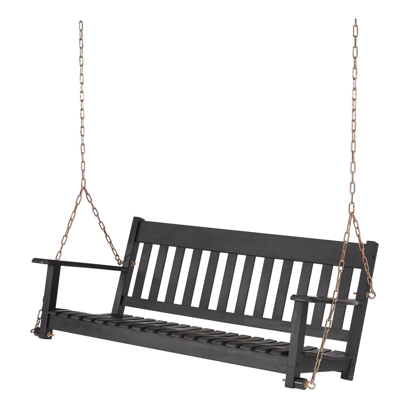 Better Homes & Gardens Delahey Hanging Wood Porch Swing DARK BROWN