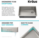 KRAUS KWU110-27 Kore Workstation 27-inch Undermount 16 Gauge Single Bowl Stainless Steel Kitchen Sink with Integrated Ledge and Accessories