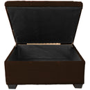 Timeless 36-Inch Large Square Tufted Padded Hinged Storage Ottoman Bench, Suede Chocolate Brown (4359520026673)
