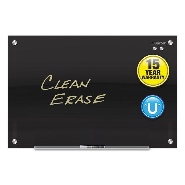 Quartet Infinity Magnetic Glass Marker Board, 36 X 24, Black