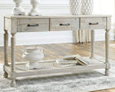 Signature Design by Ashley - Shawnalore Sofa Table w/ Fixed Shelf, Whitewash Wood