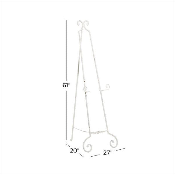 DecMode Metal Easel Country Cottage distressed white finish