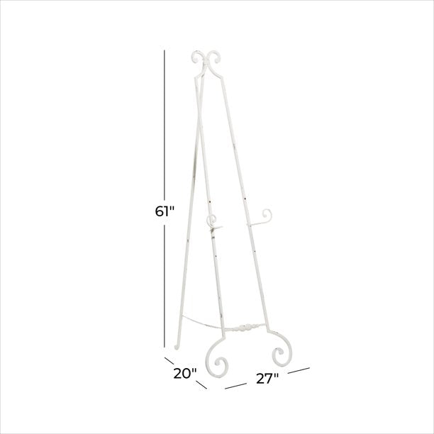 DecMode Metal Easel Country Cottage distressed white finish