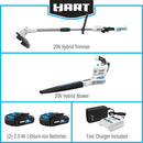 HART 20-Volt Cordless Hybrid 12-inch String Trimmer/Edger and Blower Kit (2) 2.0Ah Lithium-Ion Batteries