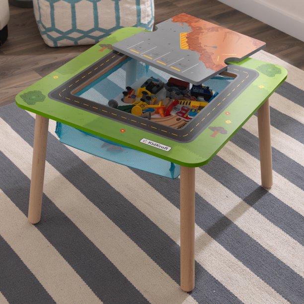 KidKraft Rocky Mountain Wooden Train Set & Table with 50 Pieces and Built-in Storage