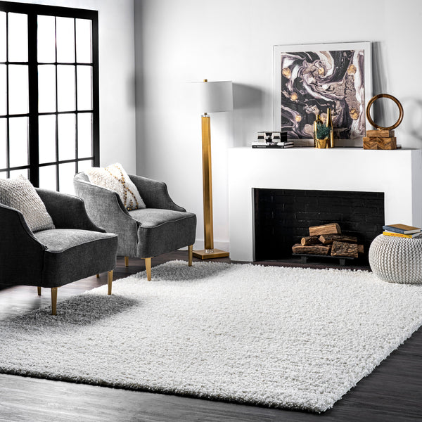 6' 7" x 9' nuLOOM Machine-Made Shag Area Rug WHITE