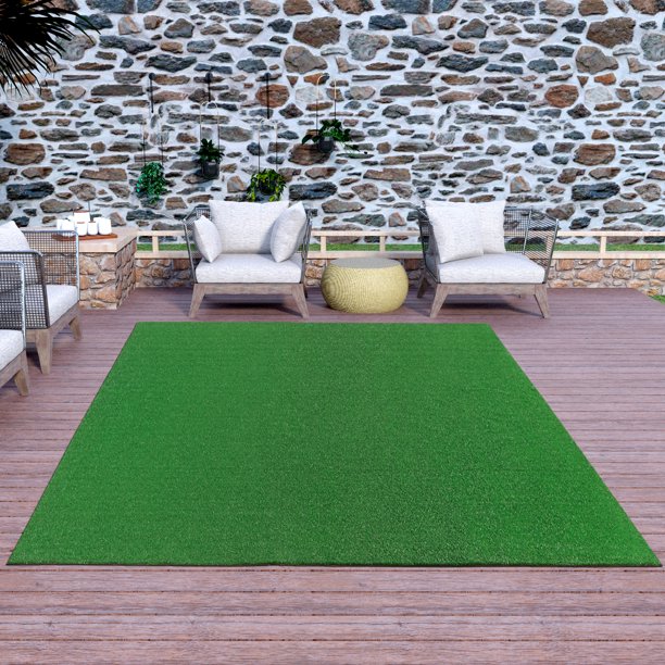 6'6" X 9'3" Ottomanson Evergreen Indoor/Outdoor Artificial Grass Turf Area Rug