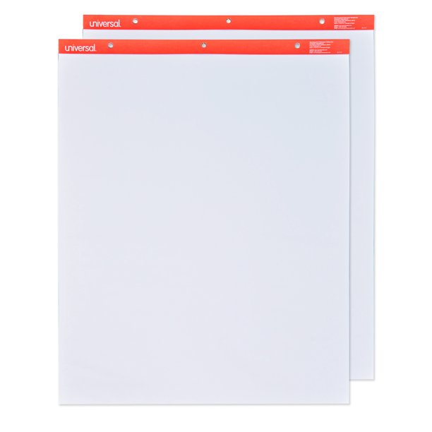 Universal Easel Pads/Flip Charts, 27" x 34", White, 50 Sheets, 2 Per Carton - UNV35600