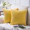 Soft Corduroy Striped Velvet Series Decorative Throw Pillow, 20" x 20", Yellow, 2 Pack