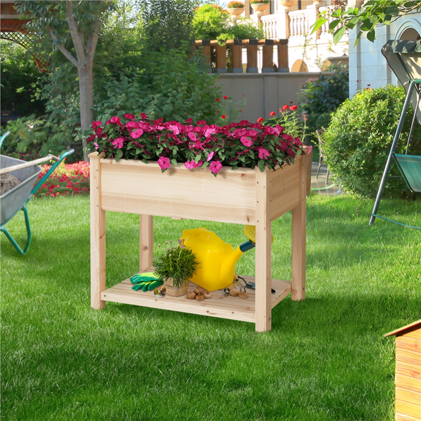 Yaheetech Wooden Raised Garden Bed Elevated Planter Box Kit 2 Tiers with Legs