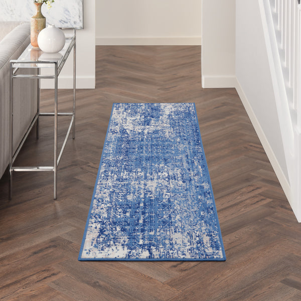 2' x 8' Nourison Whimsicle Contemporary Blue Ivory Area Rug