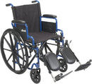 Drive Medical Blue Streak Wheelchair with Flip Back Desk Arms, Elevating Leg Rests, 20 Inch Seat