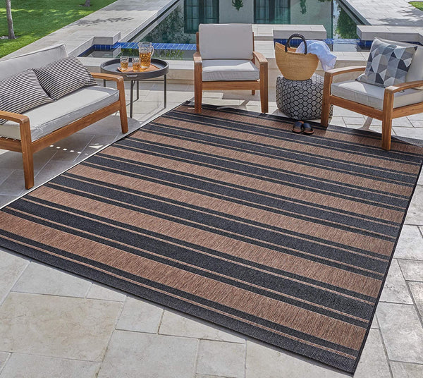 8 X 10 21975 Indoor Outdoor Stripatio Porch Deck Area Rug Polypropylene