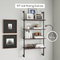 Theo 4-Shelf Bookcase Floating Wall Mount Natural Wood Industrial Pipe Metal Frame, Nutmeg/Black