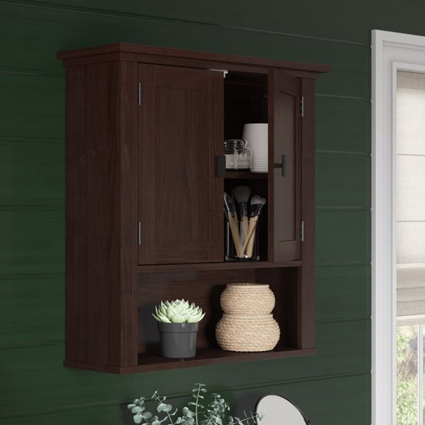 RiverRidge Home Hayward Two-Door Wall Cabinet, Dark Woodgrain 7.88 x 22.81 x 24.50 Inches