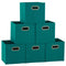 Household Essentials Open Fabric 11 x 11 Storage Cube Bins, Aqua, Set of 6