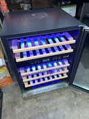 NewAir - 24” Built-in 46 Bottle Dual Zone Compressor Wine Cooler with Beech Wood Shelves