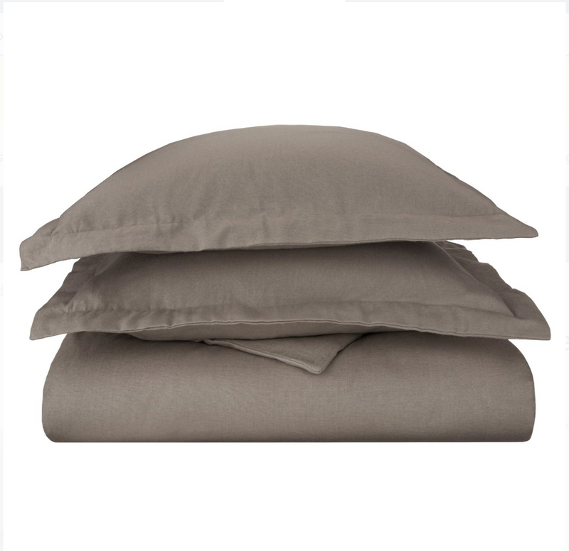 Full/Queen Impressions Ketteridge Solid Cotton Flannel Duvet Cover Set, Grey