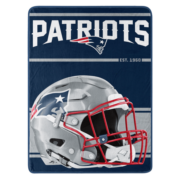 Northwest NFL England Patriots 46"x 60" Micro Raschel Run Design Rolled Blanket, Team Colors
