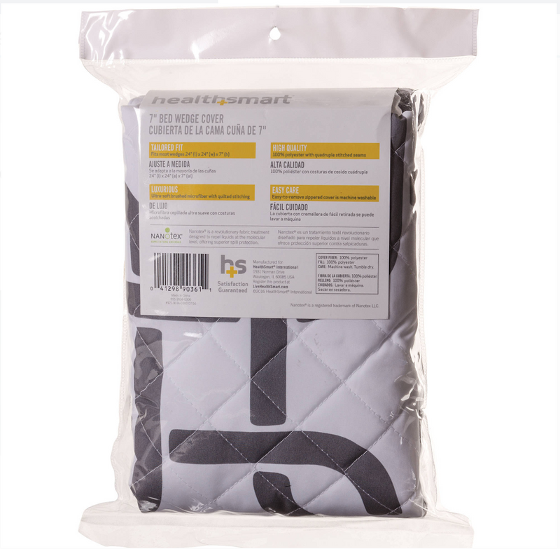 HealthSmart Premium Ultra-Soft Hypoallergenic Bed Wedge Cover, Grey Links (12" x 24" x 24")